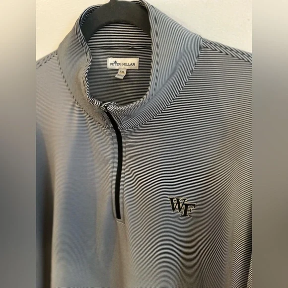 Peter Millar Black and White performance pullover Wake Forrest